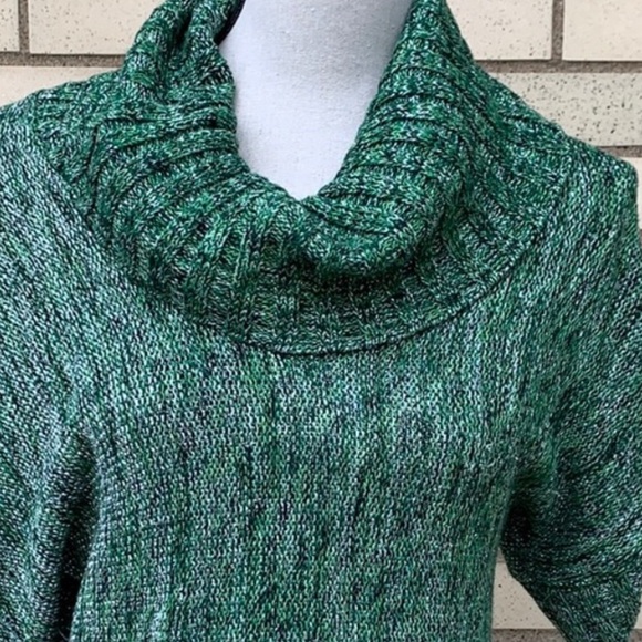 Inc International Concepts Green Marble Metallic Cowl Neck Sweater Top - Picture 4 of 10
